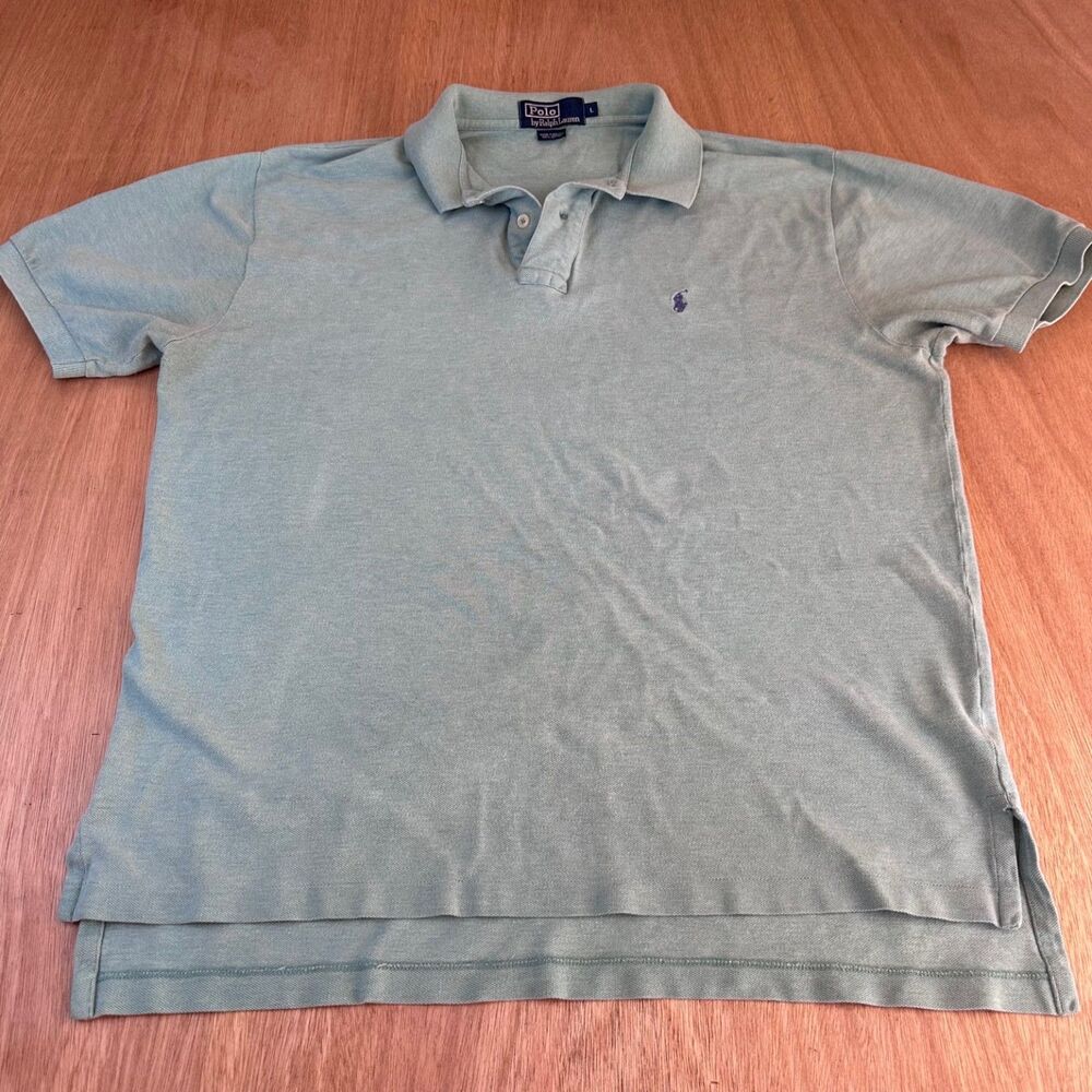 Polo Ralph Lauren Men's Large Green 100% Cotton Polo Shirt Classic Fit Casual